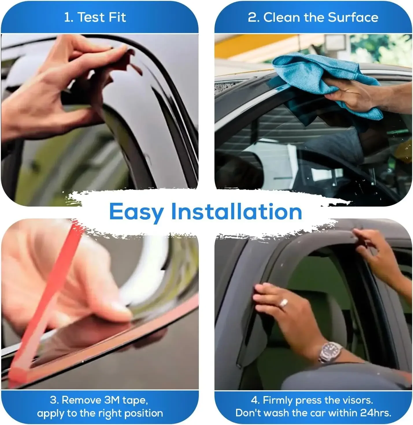 4 قطعة الجبهة الخلفية اليسار واليمين Mugen نمط نافذة قناع الشمس المطر الحرس ل 2013-2017 9th الجنرال هوندا أكورد 4 باب سيدان نموذج