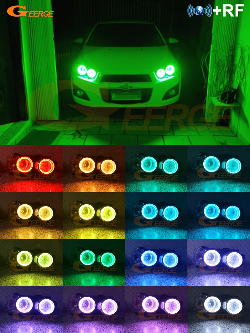 Dla Chevrolet AVEO Sonic T300 RF Remote Bluetooth-Compatible APP Multi-Color Ultra Bright RGB LED Angel Eyes Kit Halo Rings — zdjęcie 2