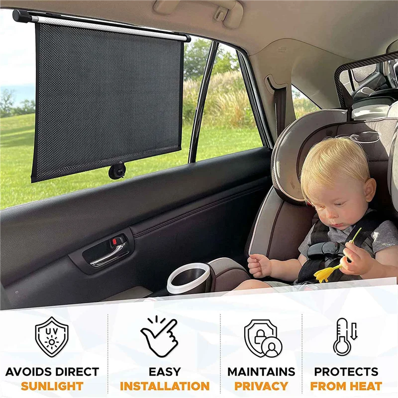 4Pcs 40X45CM Sun Protection Car Retractable Car Sun Shade Side Sunproof Car Cover Sunshade Window Cover Curtain