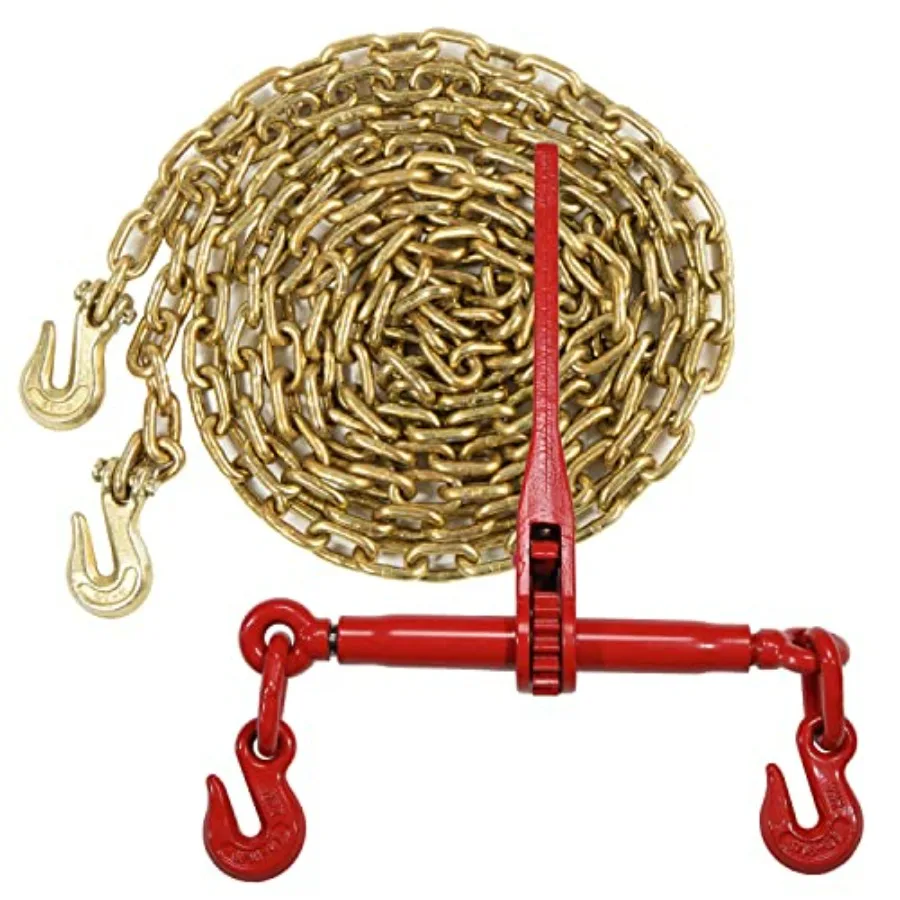 

Комплект: стяжка-трос с храповым механизмом и транспортная цепь Grade 70 длиной 20 футов (от 5/16 до 3/8 дюйма) с захватными крюками - рабочая нагрузка до 5400 фунтов, усиленная конструкция