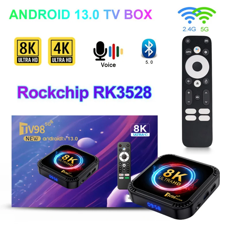 

TV98 RK3528 Android 13 TV BOX RK3528 4G 5G Dual Wifi 32G 64G Quad Core Support 8K 4K BT5.0 Voice Assistant Media player top box