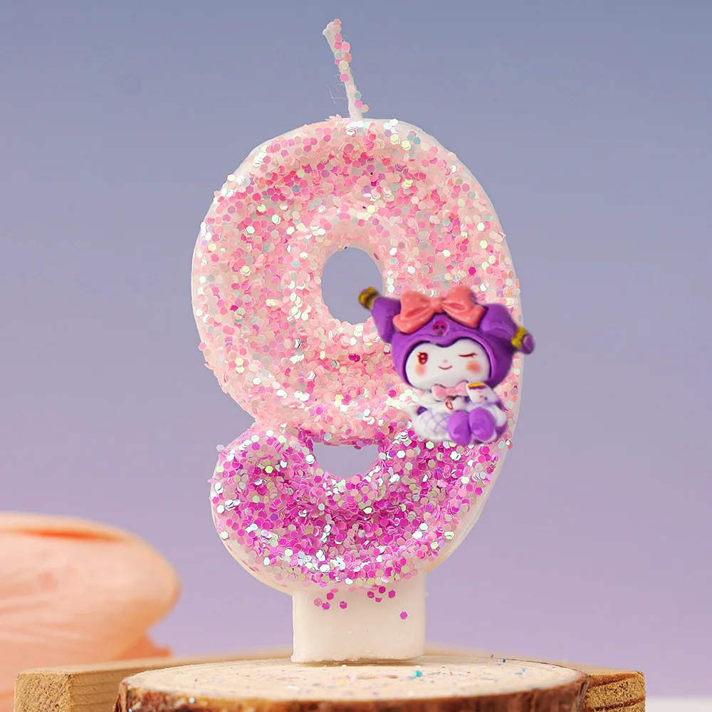 Candela di compleanno Kawaii Kuromi Numero Sanrio Candele Decorazione torta di compleanno Candele per feste di anniversario Forniture per decorazioni di scene