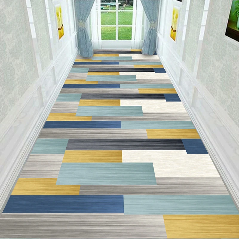 VIKAMA Modern Geometric Carpet Non-Slip Wear Corridor Living Room Entrance Suitable For Light Luxury Minimalist Style Decoration