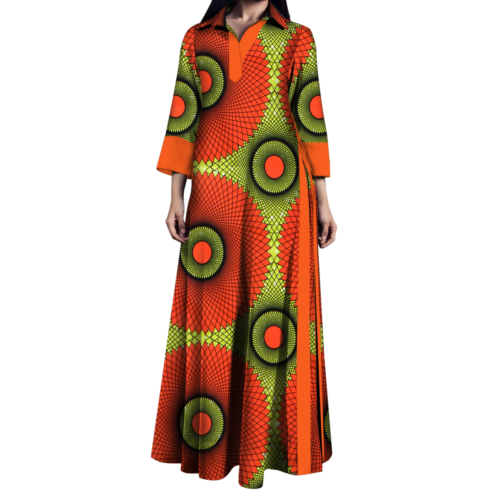 فساتين نسائية غير رسمية مطبوعة أفريقية فستان ماكسي طويل من القطن Dashiki رداء أفريقي نسائي فساتين أنقرة مصنوعة حسب الطلب WY9586