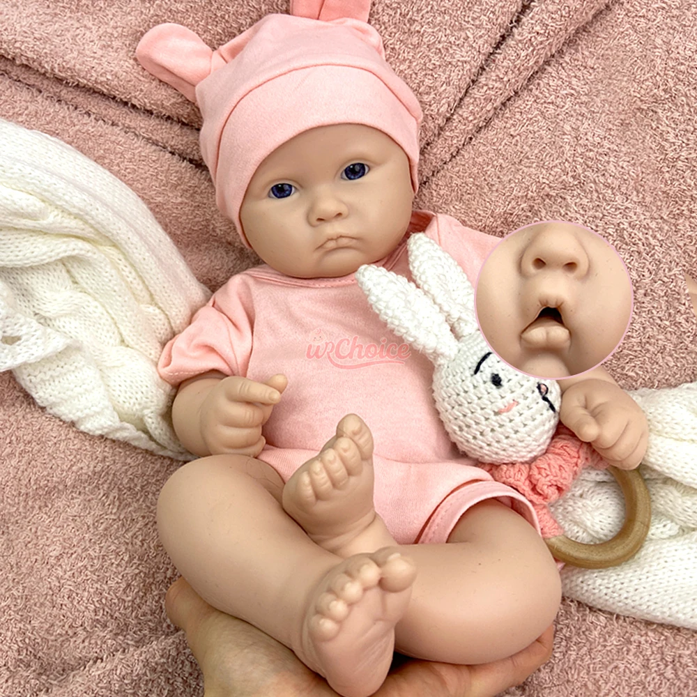 

18" Soft Newborn Open Mouth Girl Realistic Silicone Reborn Baby Flexible Limbs Weighted Unpainted Doll for Collector Artist