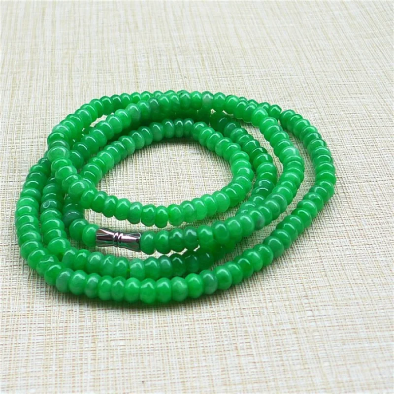 

Myanmar Green Jade Necklace Men's and Women's Abacus Transfer Beads Sweater Chain Peace Multi-Circle Bracelet Emerald Gre