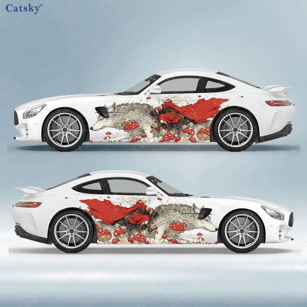 

Red Warrior Ride Wolf Car Vinyl Wraps Decal Self-adhesive PVC Sticker Suitable for Trucks SUV Decoration Auto Accessories Gift