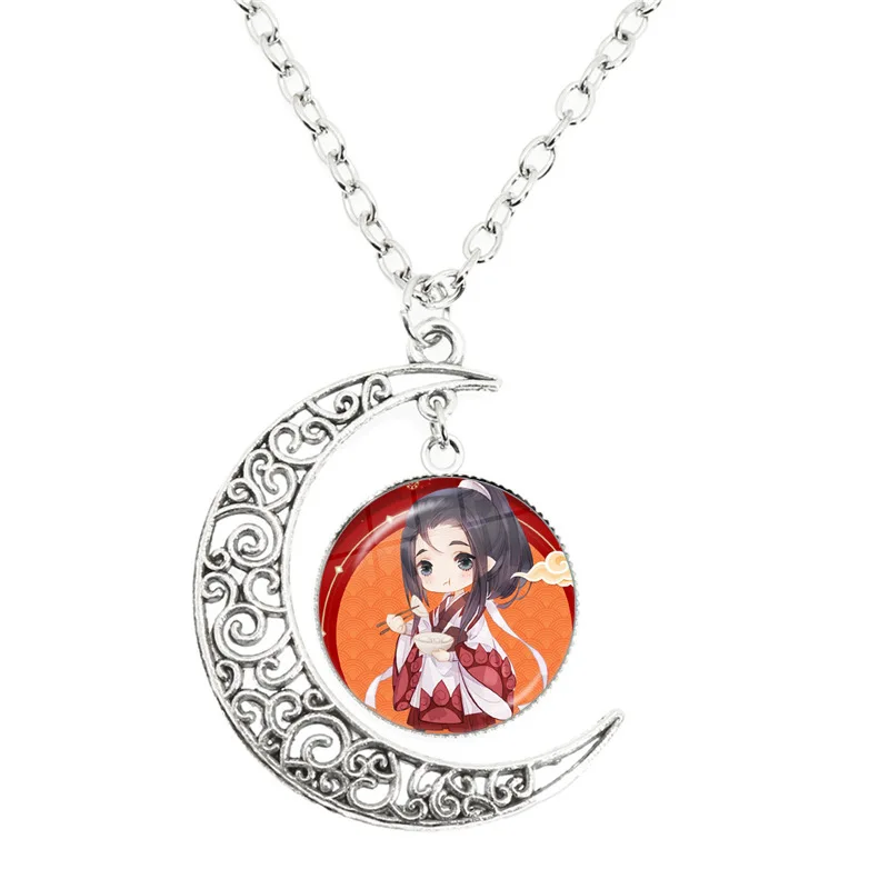 Grandmaster of Demonic Cultivation Fantasy Novel Wei Wuxian Fashion Jewelry Moon Necklace Pendants Cosplay Costumes DIY Props