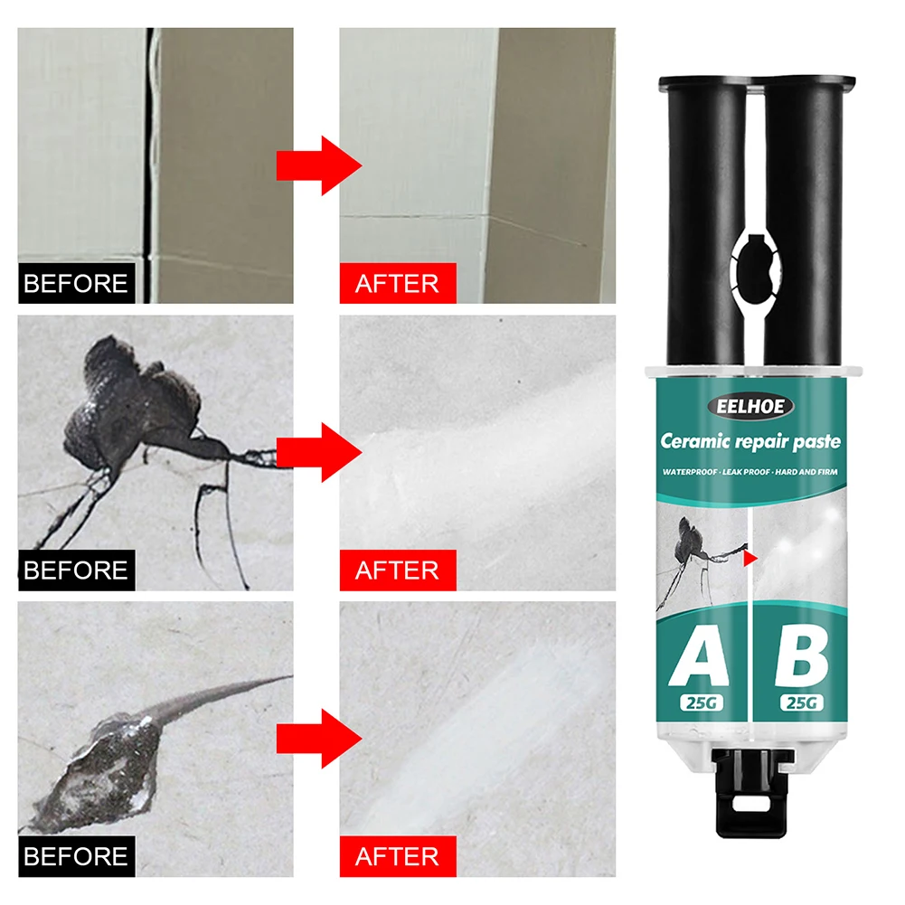 Ceramic Tile Repair Paste Waterproof Bathroom Tub Floor Ceramic Crack Adhesive AB Glue Kit Accessories For Crack Ceramic Bath