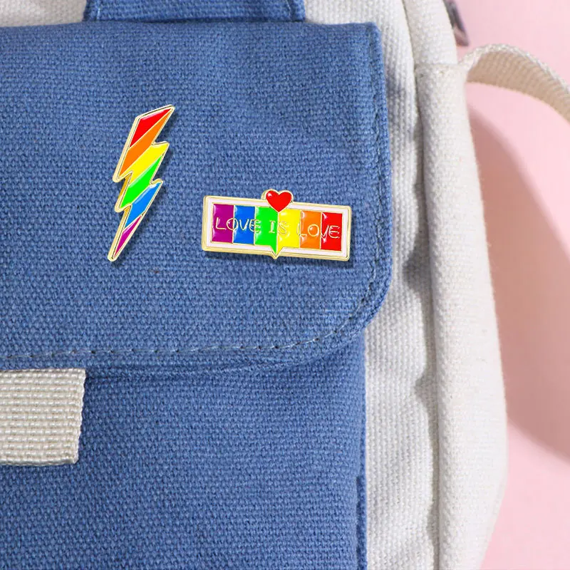 RONGXUANMEI Creative Rainbow Brooch Cartoon Lightning Badge Bag Sweater Pin Accessories Flag Cat Love Heart Lapel Pin