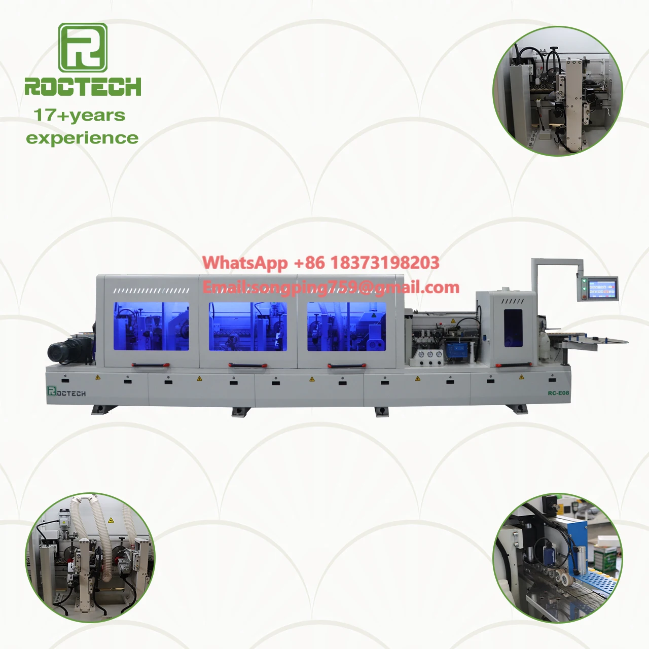 

ROCTECH Auto Factory Supply PVC MDF Edge Banding Plastic Tape Cabinet Furniture Accessory Edging Strip Edge Bander Machine