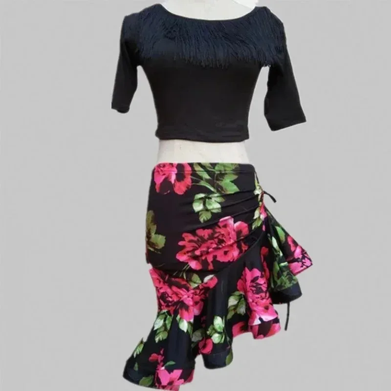 

ASDH8@Classic Latin Dance Costumes Leopard Print for Women, Asymmetrical Ruffled Mermaid Skirt, Salsa Dress by ChaCOSda