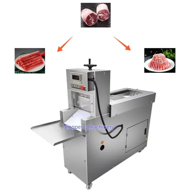 [2026] New Industrial Butcher Equipment 4 Rolls Floor Base Meat Food Slicer Thick Cut Machine for Sausage Bacon Lamb Beef