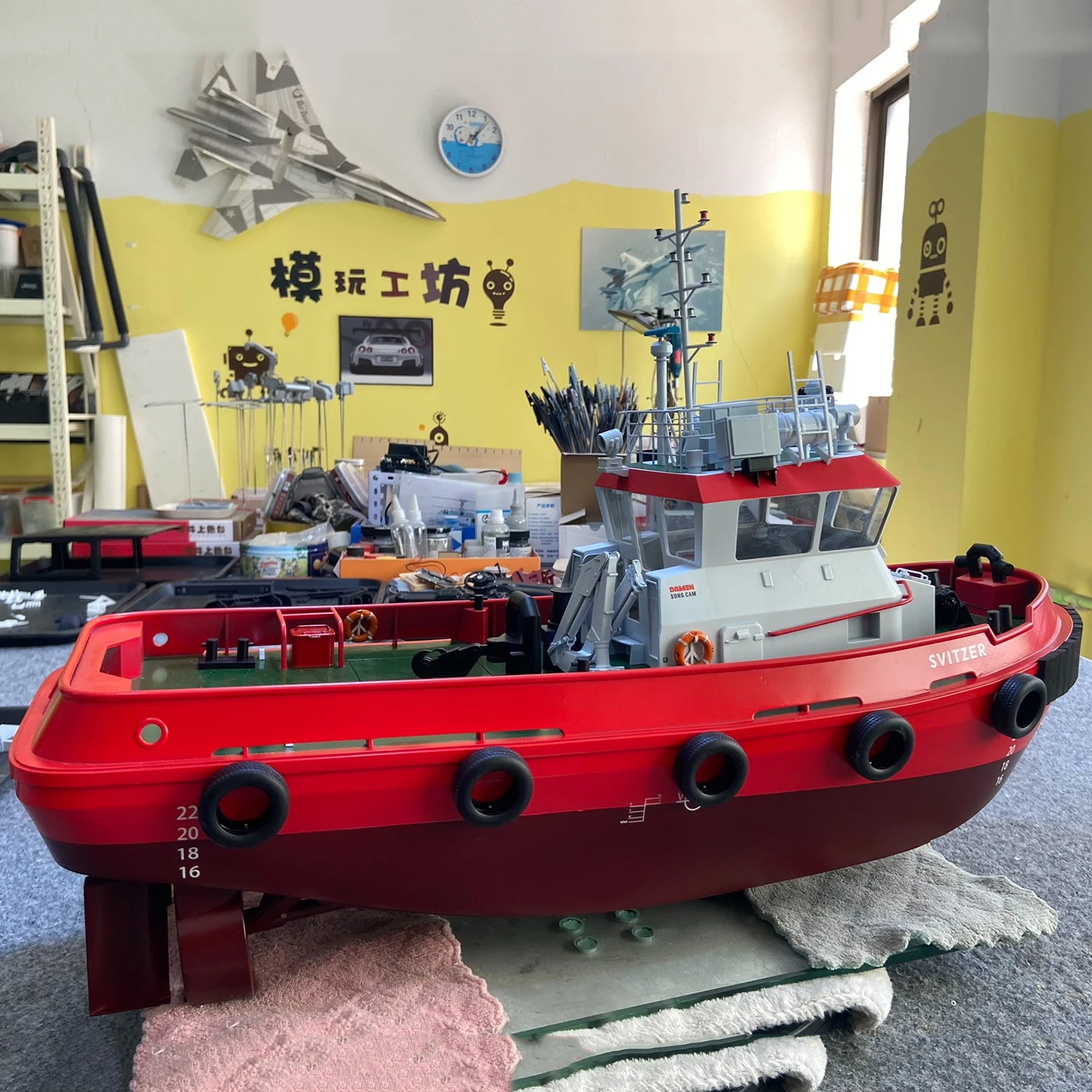 1/32 RC قارب 61 سنتيمتر محاكاة دامن 1907 قارب التحكم عن بعد محرك مزدوج RC Tugboat نموذج RTR لعبة الكبار هدية