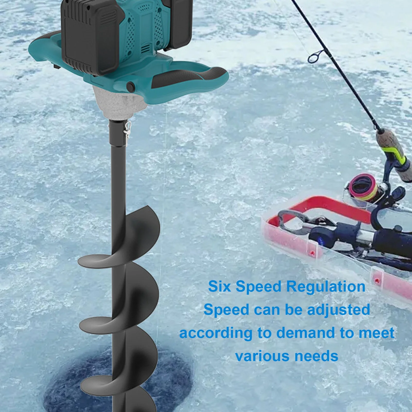 

Electric Ice Auger 100-800RPM 6 Speed Adjustable 1200N.m Torsion Cordless Post Hole Digger Power Head Electric Ground Drill