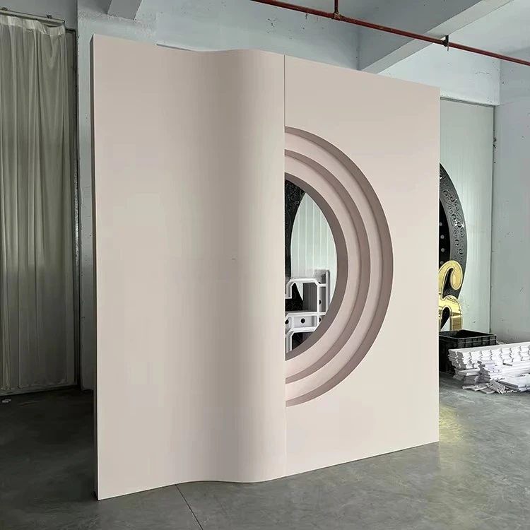 Smooth decoration custom wedding background supplies light pink 3D acrylic PVC arched background suitable for wedding parties