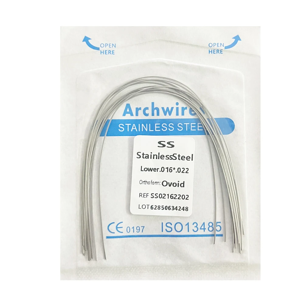 10pcs Dental Orthodontic Wire NITI Stainless Steel Round/Rectangular Wire Ovoid Form Dentist Material Dental Arch Upper Lower