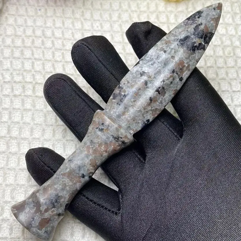 Unique Yooperlite Stone Mystical Knife Carving - Polished Raw Gemstone witchcraft meditation crystal Knife for Home Decor Gifts