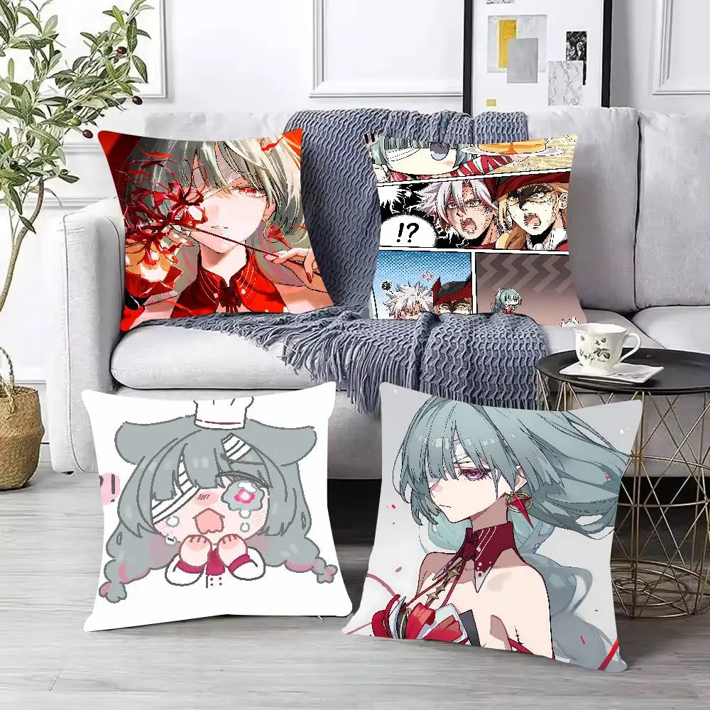 Kawaii Hot Girl Phrolova Wuthering Wave Cushion Cover Decor Home Throw Pillow Covers For Couch Camping Pillow Cover Decorations