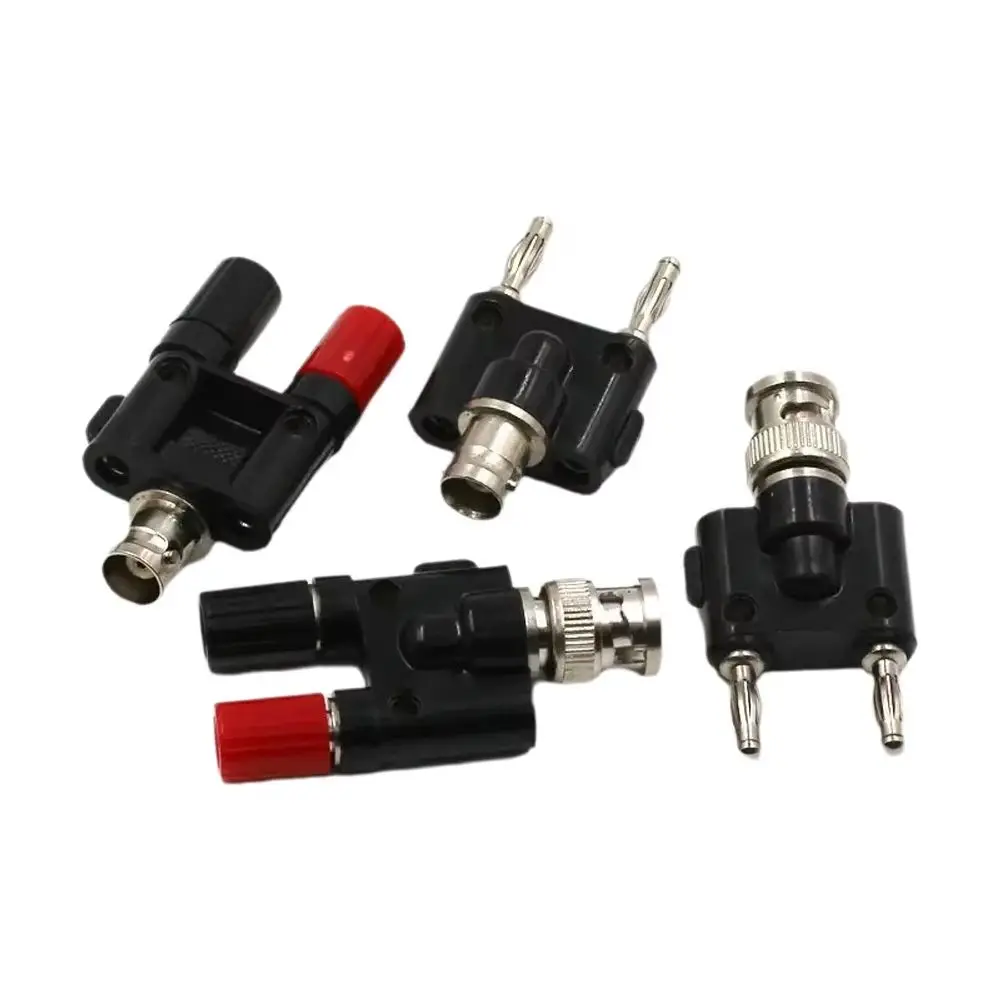 1PCS BNC Type Adapter To Double Wire Pillar/Banana Plug Transform Connector All Copper Nickel Plated