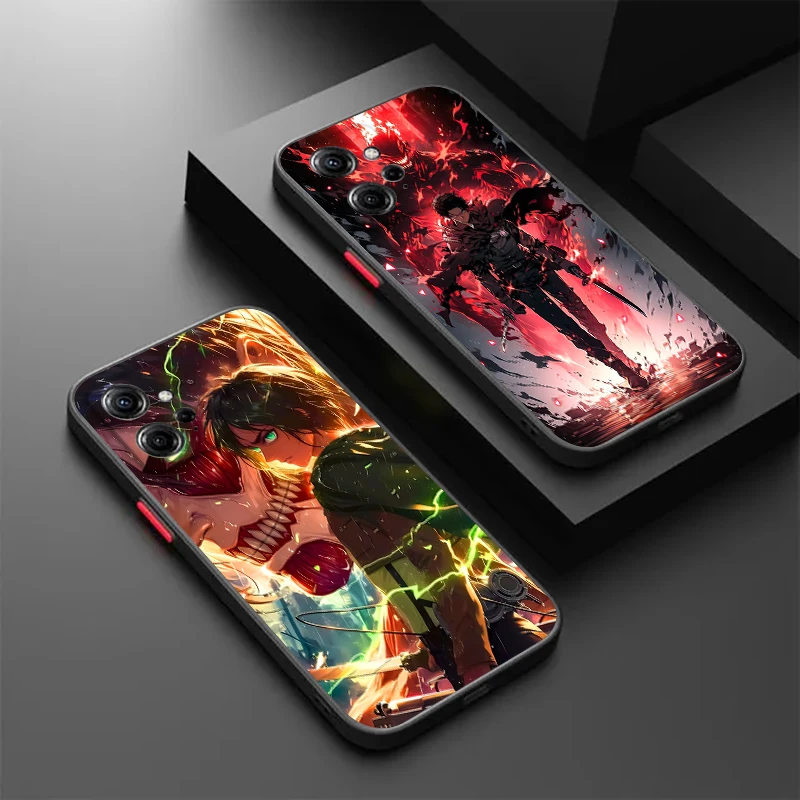 A-Attacks On TTitan Anime Frosted Translucent For Redmi Note 13 12 12S 12T 11 11T 11E 10 10S 9 Pro Plus 5G Soft Phone Case