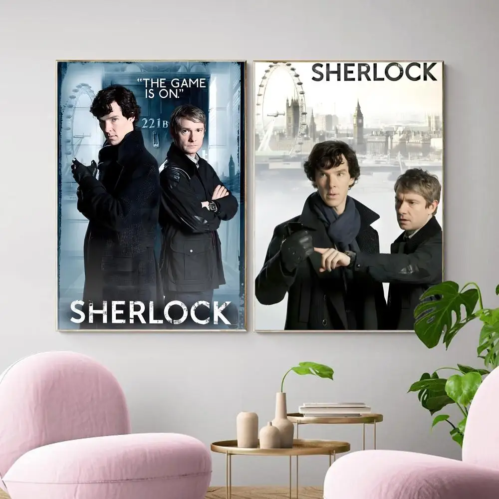S-Sherlock H-Holme Painting Calligraphy Canvas Poster Wall Art Aesthetic Home Decoration for Living Room