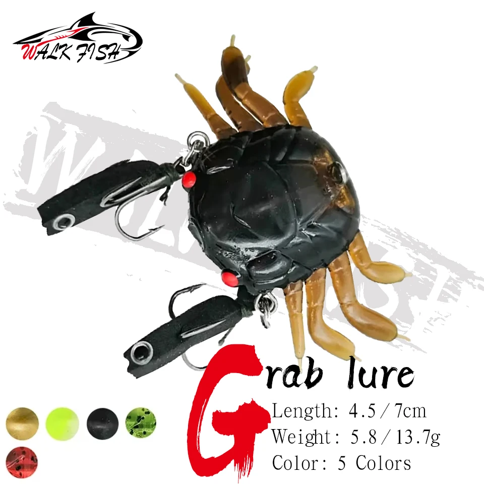 WALK FISH 1 Stück Krabben-Softköder aus Silikon, 5,8g 13,7g, sinkend, für Raubfische, Meeresangeln, Tintenfisch-Angeln, künstliche Angelausrüstung, Kunstköder für Forellen
