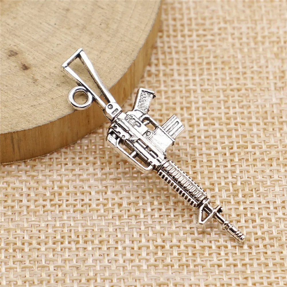 20pcs 44x13mm(1.73x0.51inch) Antique Silver Color Machine Guns Submachine Guns Charms Vintage Hand Crafts Jewelry Accessories