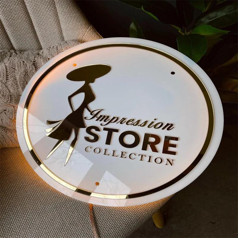 3D Round Business Backlit Logo Sign | Custom Acrylic Business Sign | Salon Decor | Salon Sign | Neon Sign | Wall Sign