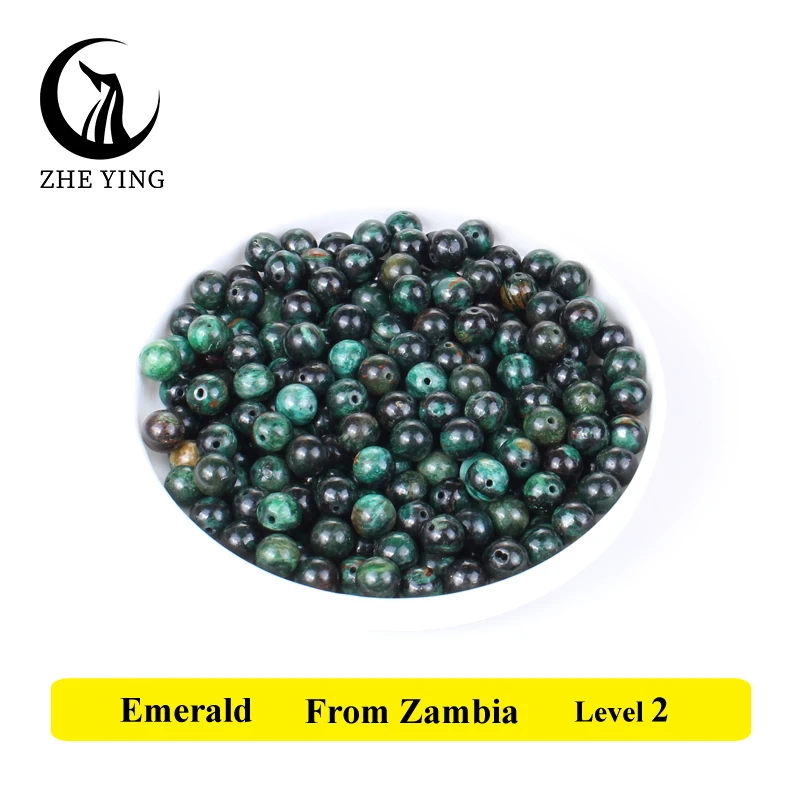 

Natural Green Emerald Stone Round Loose Spacer Beads for Bracelet Jewelry Making DIY Charm Necklace Accessories 6 8 10mm 15"