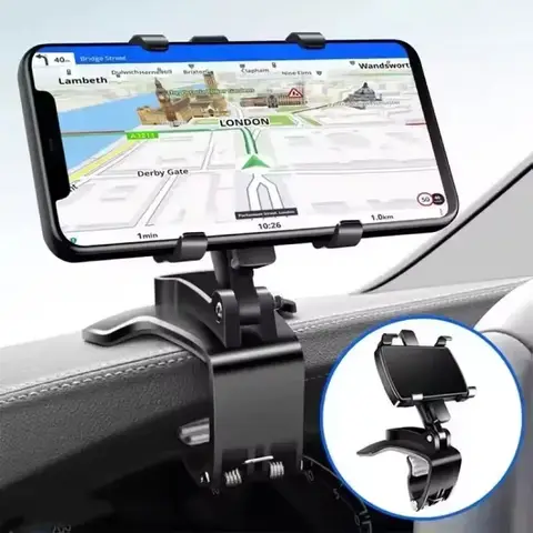 Bilashmart Universal 360 Degree Rotation Car Phone Holder GPS Bracket Dashboard Clip Mount Mobile Stand for iPhone