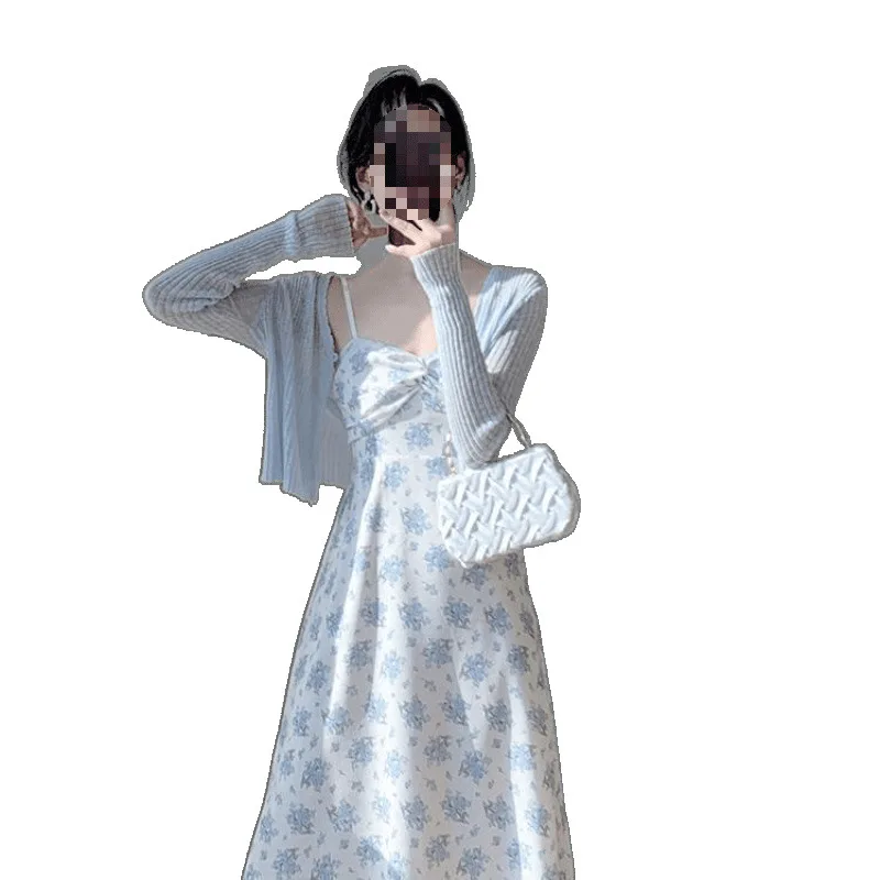 Conjunto de vestido con tirantes para mujer, novedad de verano 2025, dulce playa, vacaciones, tirantes florales