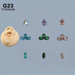 16G G23 Titanium Labret Stud Internal Thread Flower Horse Eye Lip Daith Conch Helix Cartilage Piercing Body Jewelry