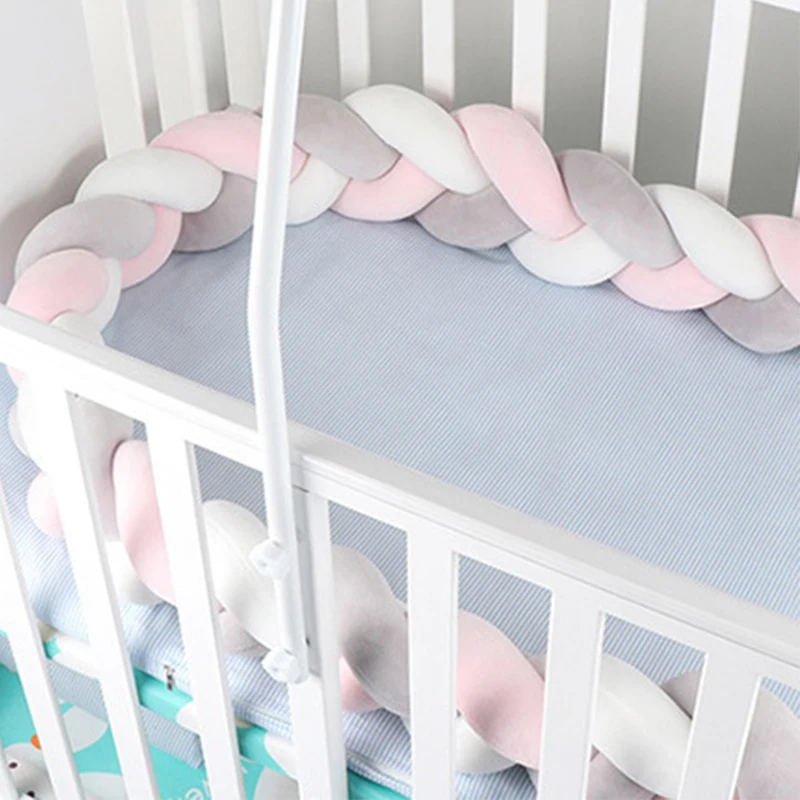 2m Soft Knot Baby Bed Braid Bumpers Crib Protectors Infant Cushion Braid Knot Bumper Throw Pillow Handmade Plush Pillow Decor