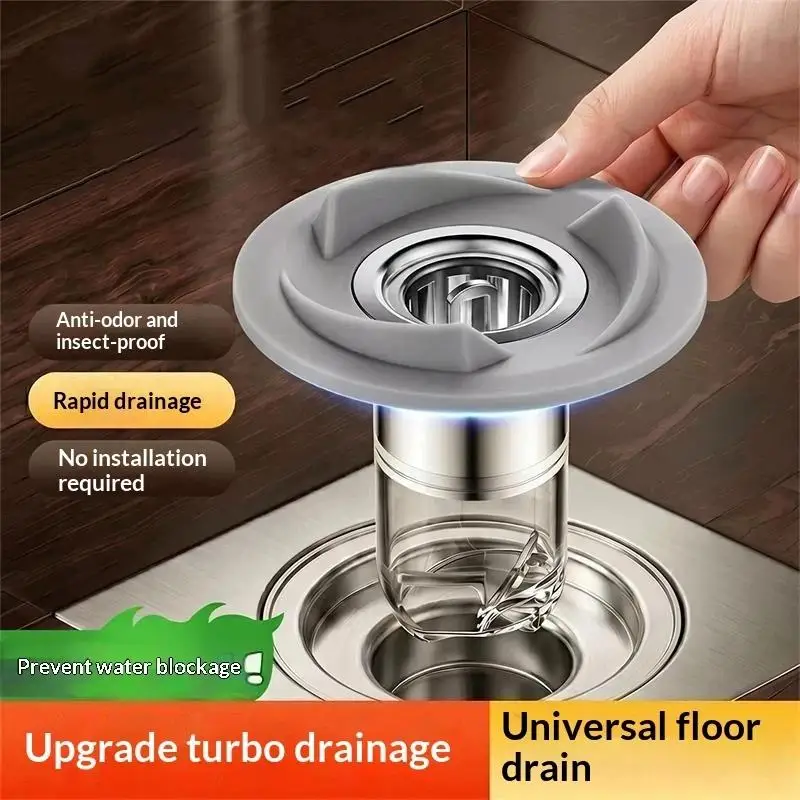 Enhanced Vortex Turbo Drain Core Magnetic Self Closing Valve Insect Proof Smell Proof Removable Inner Strainer Hair Catcher