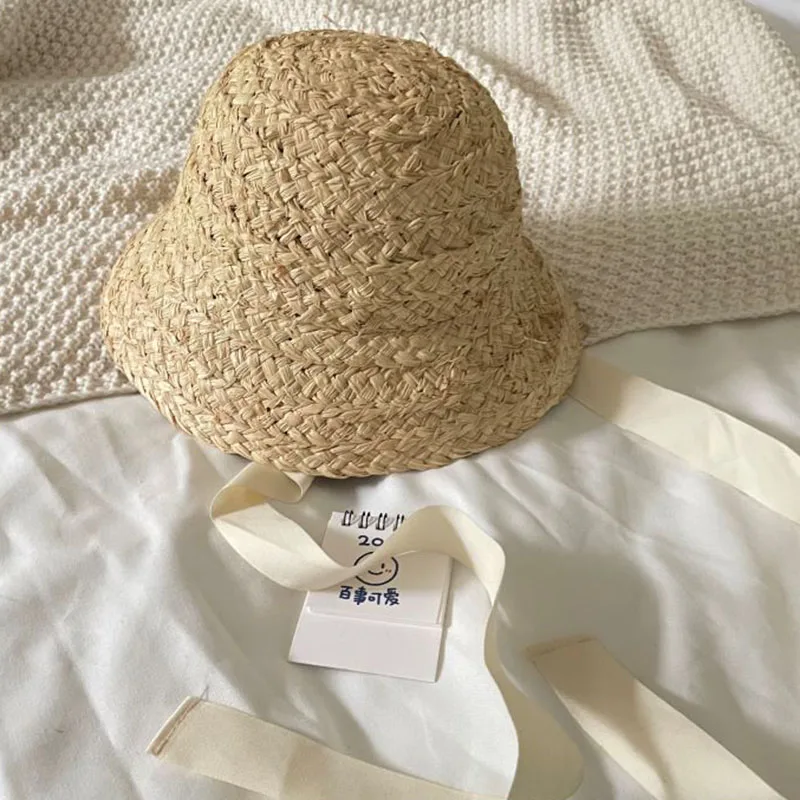 Big Brim Baby Straw Hat Kids Summer Sun Hat Korea Style Child Panama Cap Sunshade Cap Baby Boy Girl Kids Hat