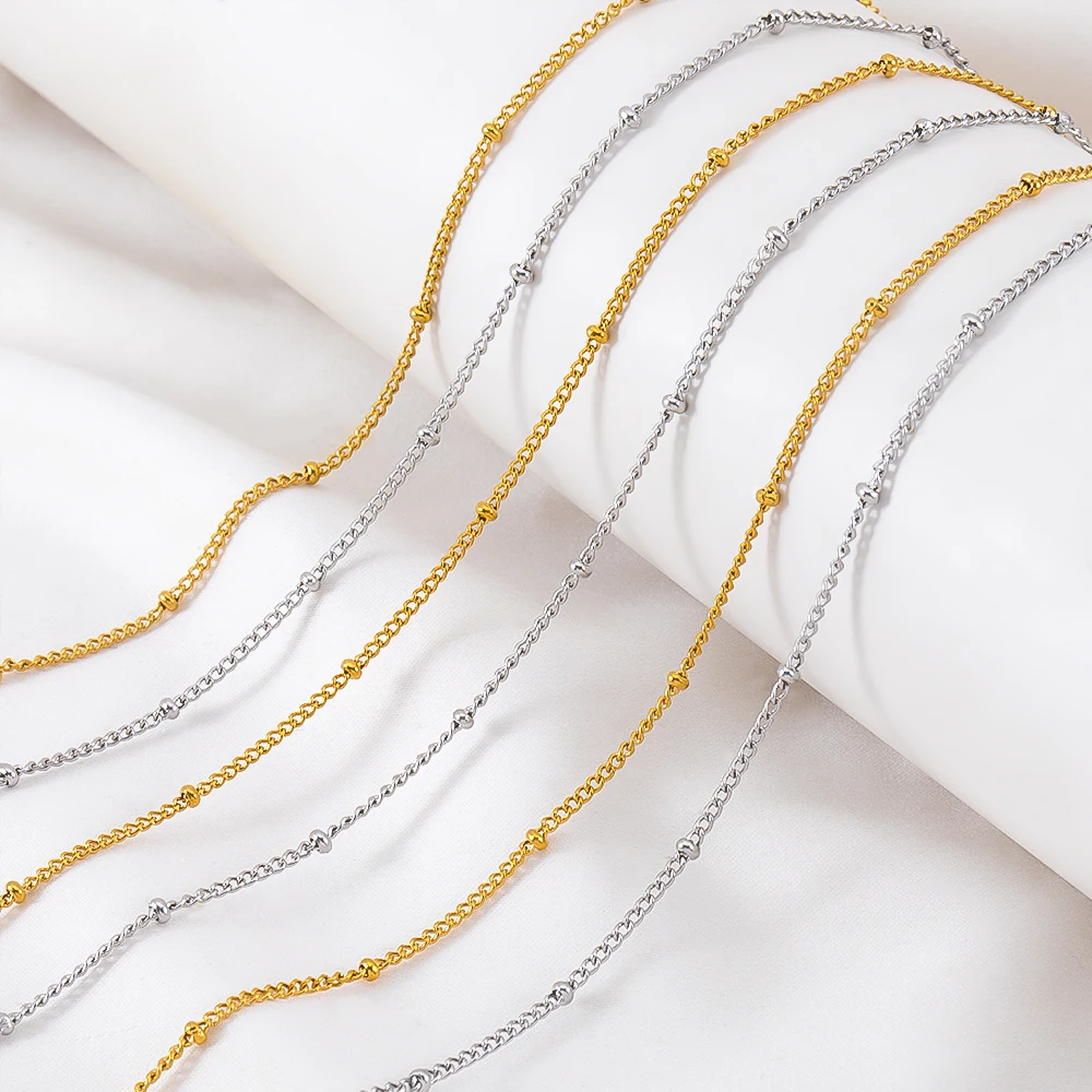 

No Fade 2Meters Stainless Steel Side Spiral Link Chain Beads Chains for DIY Necklace Bracelet Jewelry Making Accessories Crafts