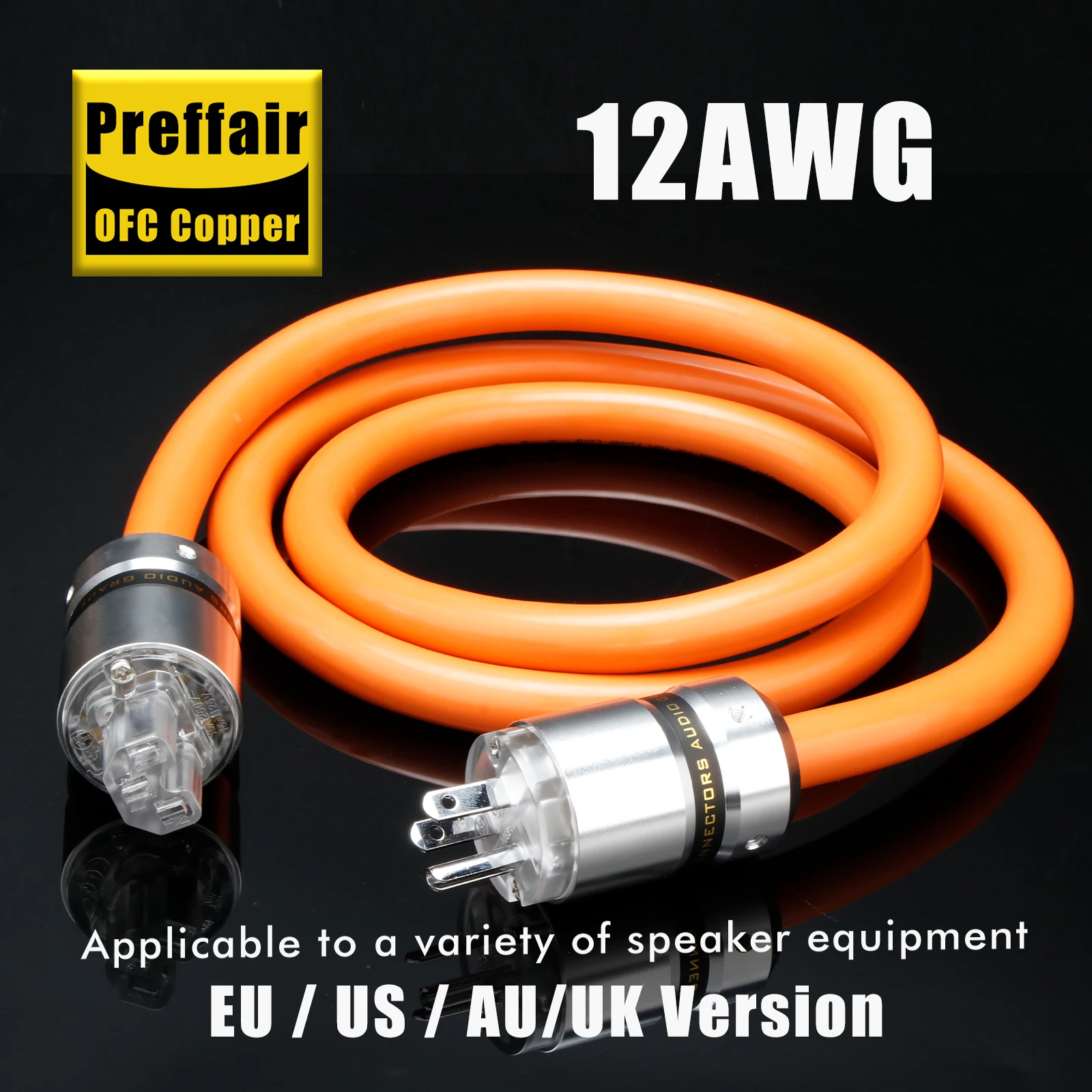

(LINN K800 Style) 5N OFC Pure Copper Power Cable European Standard Power Connector EU Schuko Power Cord IEC C15 HIFI
