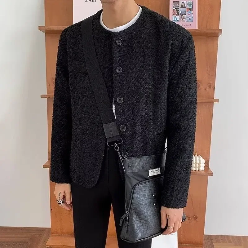 Pop Small Fragrance Wind Men Loose Casual Jacket, Spring And Autumn Korean Version Of Solid Color Casual Single Breasted Jacket