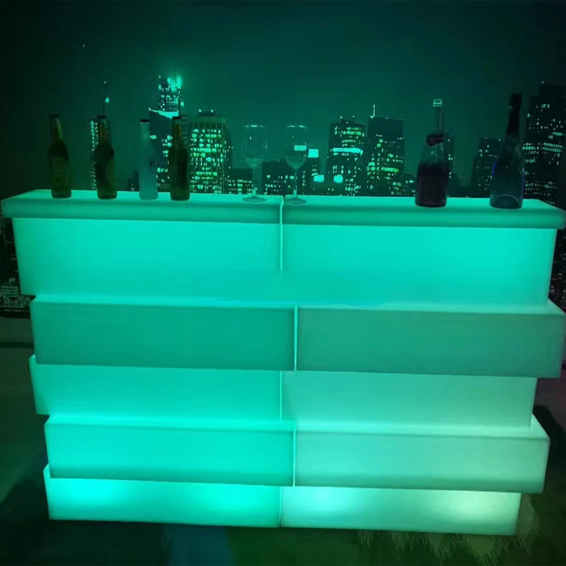 modern home unique designed block bar counter led glowing and illuminated lighting up