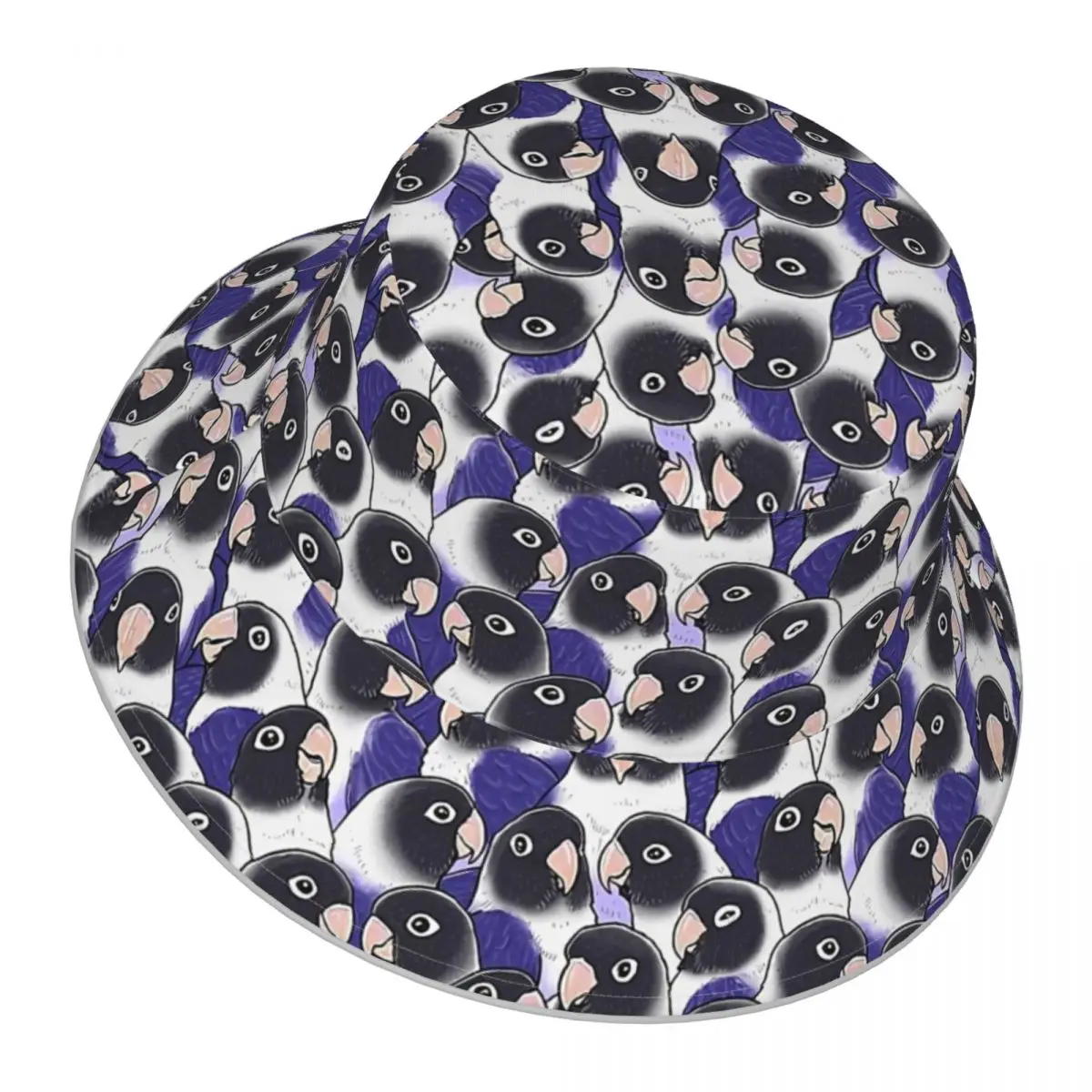 Violet Black Masked Lovebird reflective Bucket Hat Men Women Bucket Hat Outdoor Sunscreen Beach Hat Sun Hiking Fishing Cap