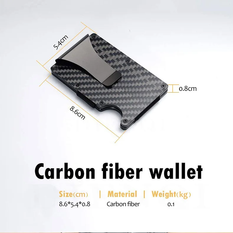 Minimalistische Geldbörse für Herren, Geldscheinklammer-Geldriemen-Geldbörse, RFID-blockierende Metall-Geldbörse, Kartenhalter aus Aluminium (Kohlefaser) – Detail 4