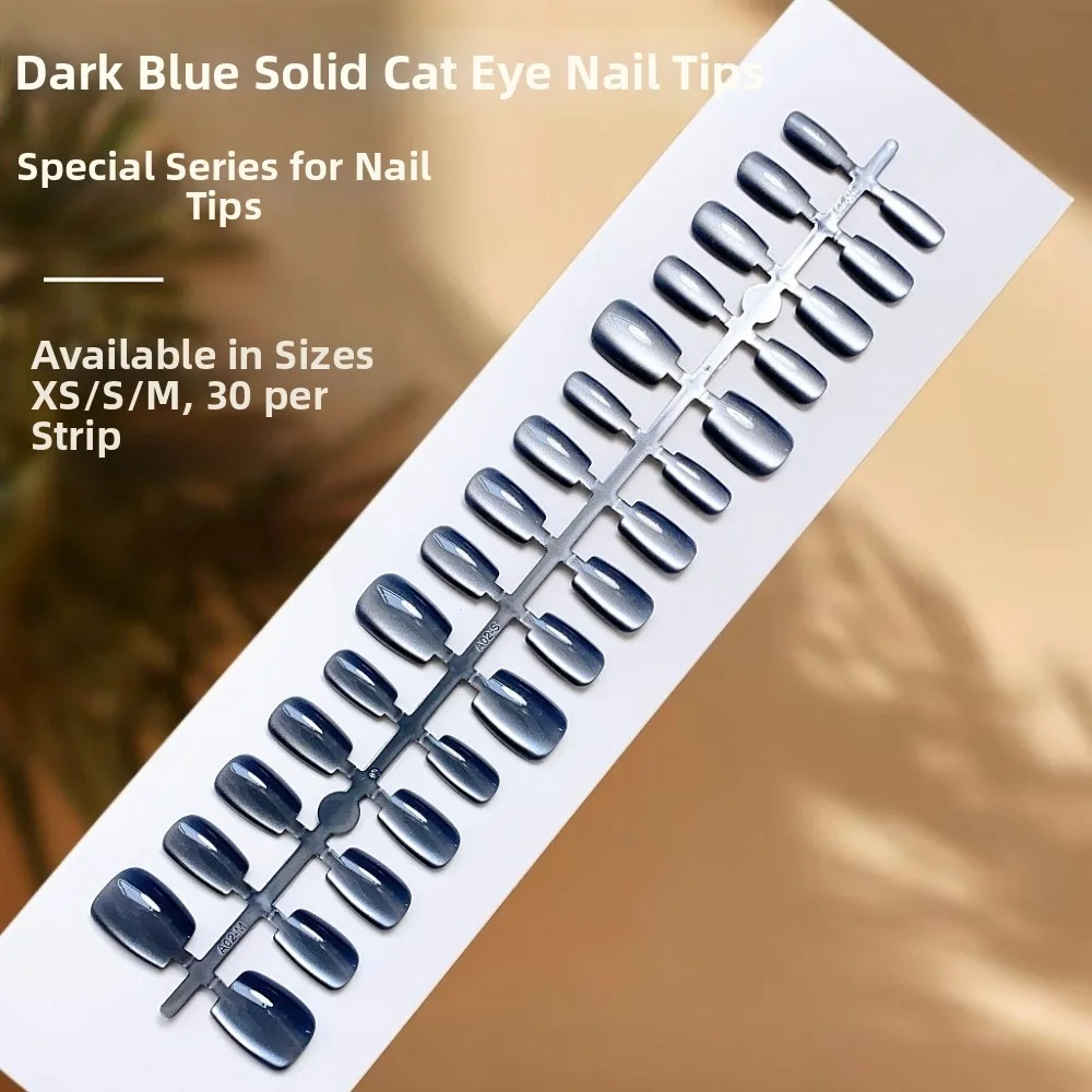 30Pcs Popular Cat's Eye Press On Nails Full Cover Medium Short Nail Tips Removable Handmade False Nails for Nail Art