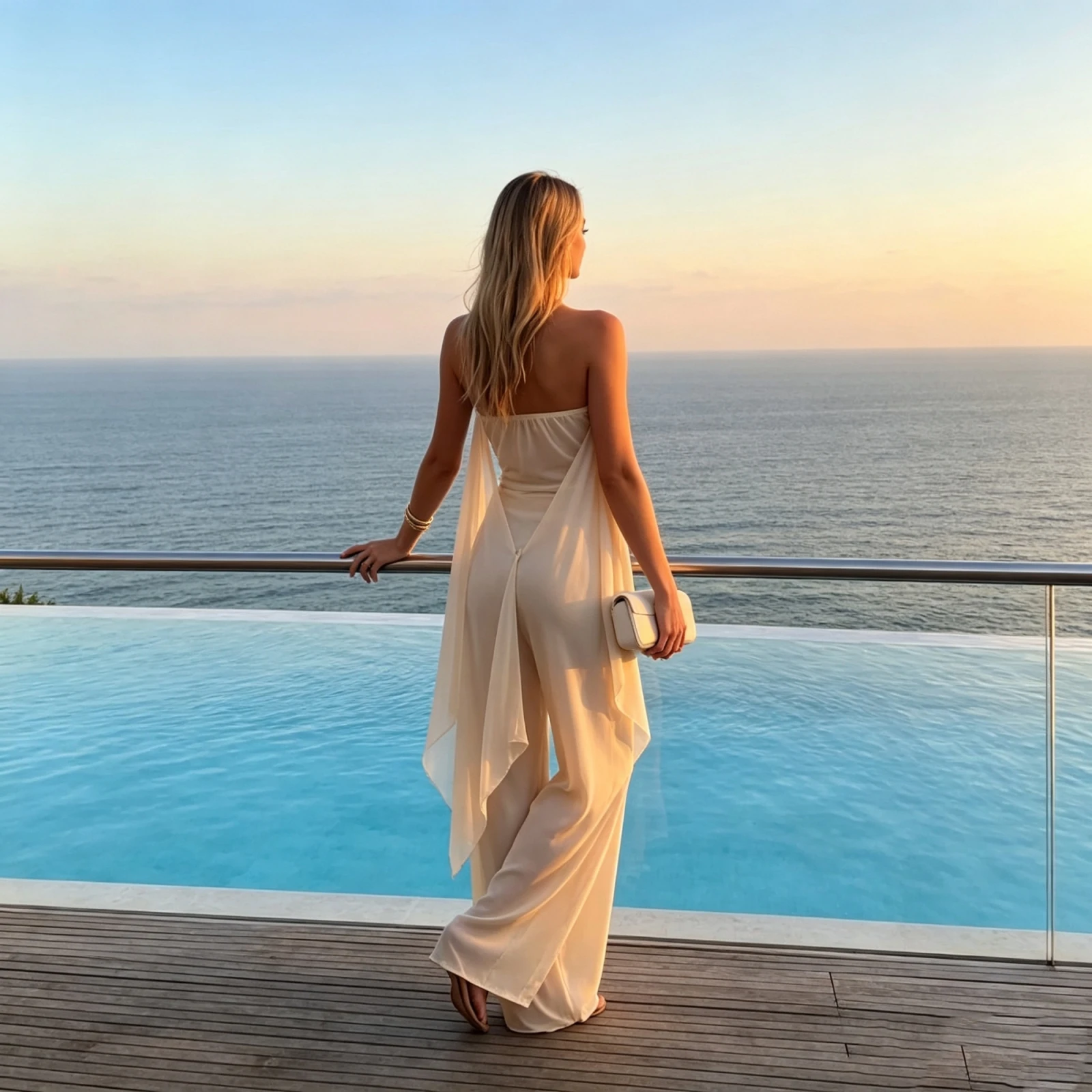 Women Summer Beach Outfits Sexy Sheer Irregular Hem Long Tube Tops and Wide Leg Pants Sets
