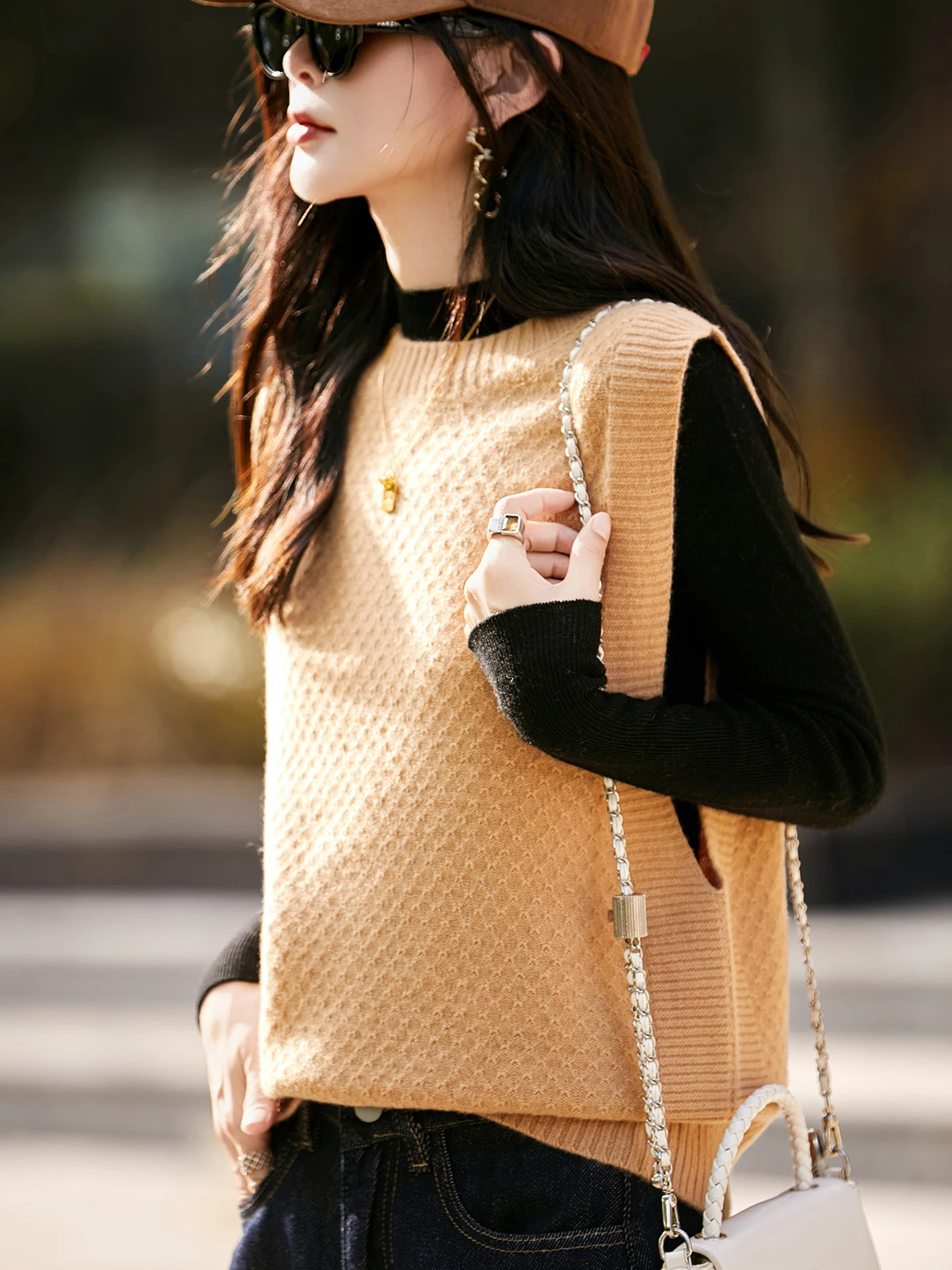 

New Autumn Winter Woman Sweater Vest 100% Merino Wool Knitwear Casual Female Pullover Women's Clothing Tops Cozy Cashmere Blouse