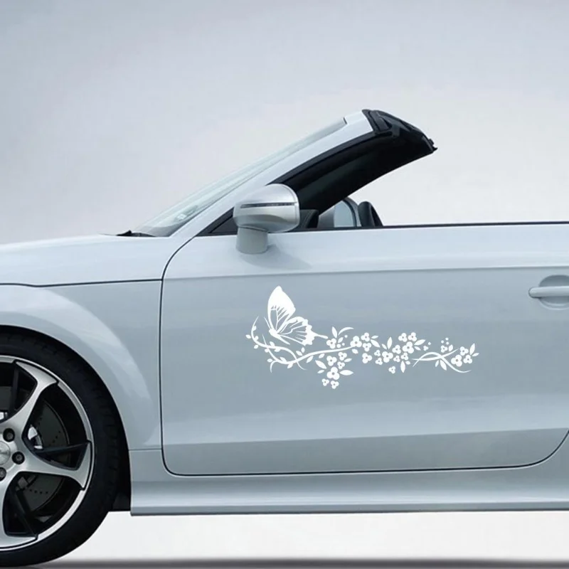 New Car Sticker Flying Butterfly Flower Decal Auto Door Window Decal Accessory Decor High Stickiness Car-Styling Vinyl Stickers