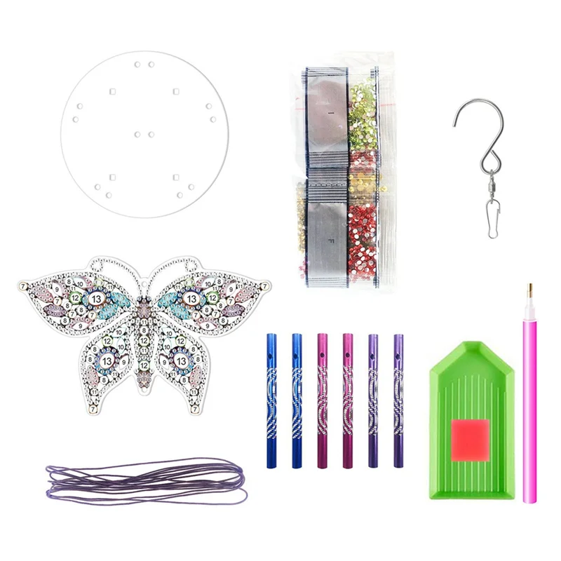 A59E-6 قطعة الماس الطلاء Suncatcher مزدوجة الوجهين ثلاثية الأبعاد الماس الطلاء الرياح الرنين الطلاء حسب عدد حلي معلقة للبالغين