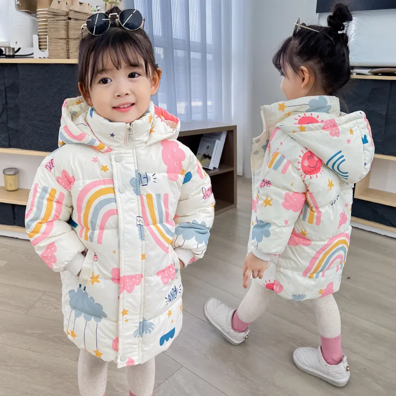 

New Girls Boys Down Jacket Winter Coats Children Clothes Hooded Windbreaker Coat For Kids 2-7 Years Cotton Warm Outerwear