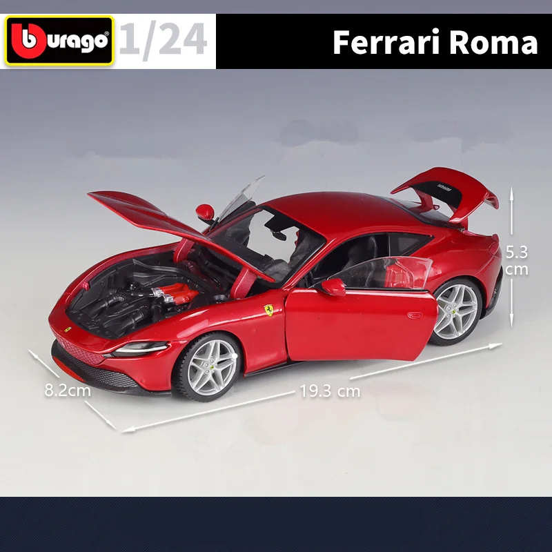 Bburago 1:24 Ferrari Roma Alloy Sports Car Model Diecasts Metal Racing Car Model High Simulation Collection Childrens Toys Gifts