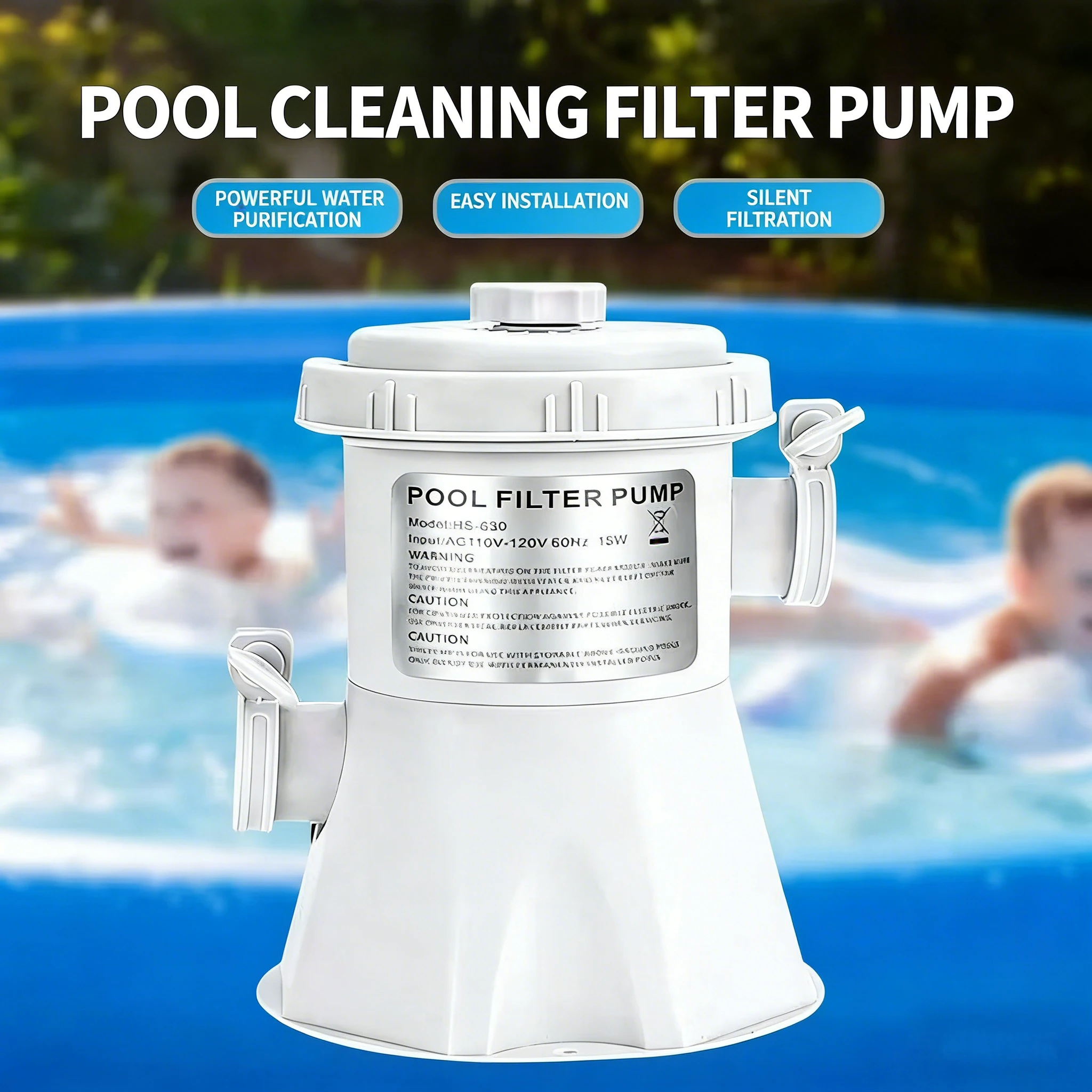 

Насос для циркуляции воды в наземных бассейнах с фильтрующим картриджем, простая установка, бесшумная система фильтрации воды для надувных бассейнов